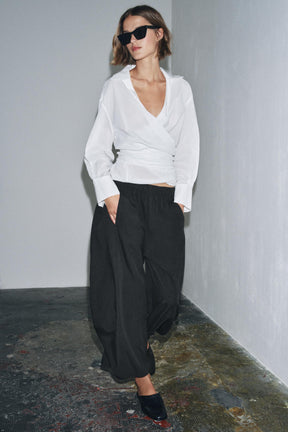 Flowing Wool Blend Trousers