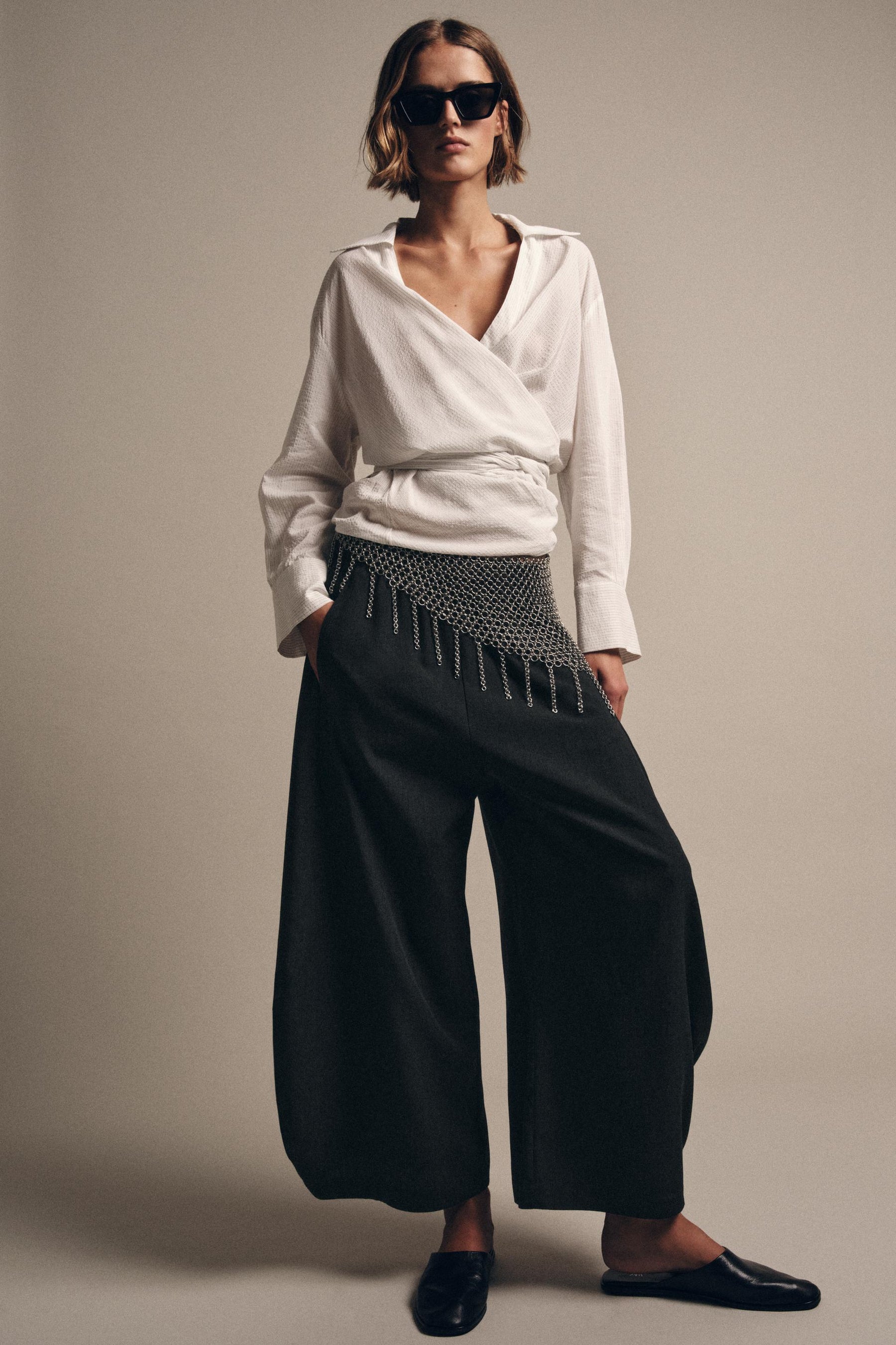 Flowing Wool Blend Trousers