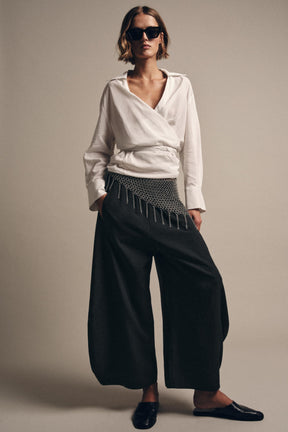 Flowing Wool Blend Trousers