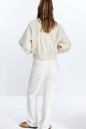 EMBROIDERED FAUX SUEDE BOMBER JACKET - Image 5