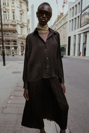 Oversize Crinkle-Effect Satin Shirt