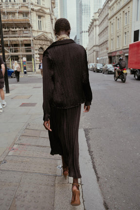 Oversize Crinkle-Effect Satin Shirt