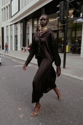 Oversize Crinkle-Effect Satin Shirt