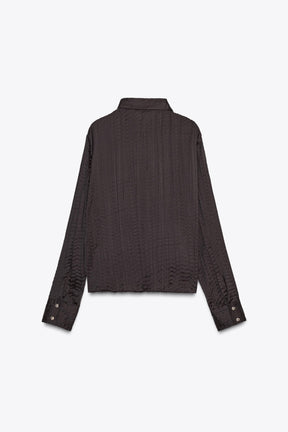 Oversize Crinkle-Effect Satin Shirt