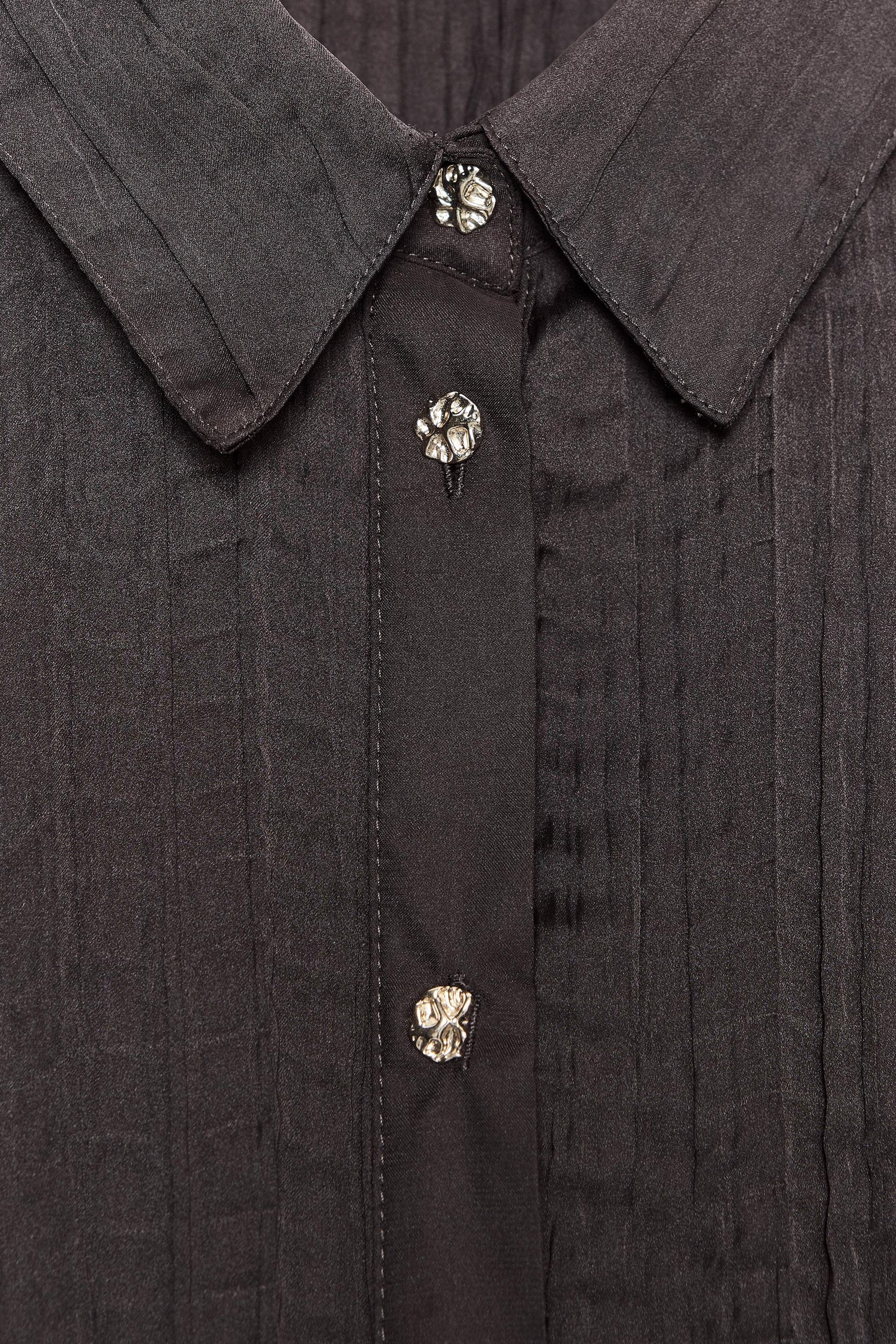 Oversize Crinkle-Effect Satin Shirt