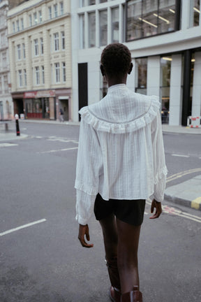 Lace Trimmed Ruffled Blouse