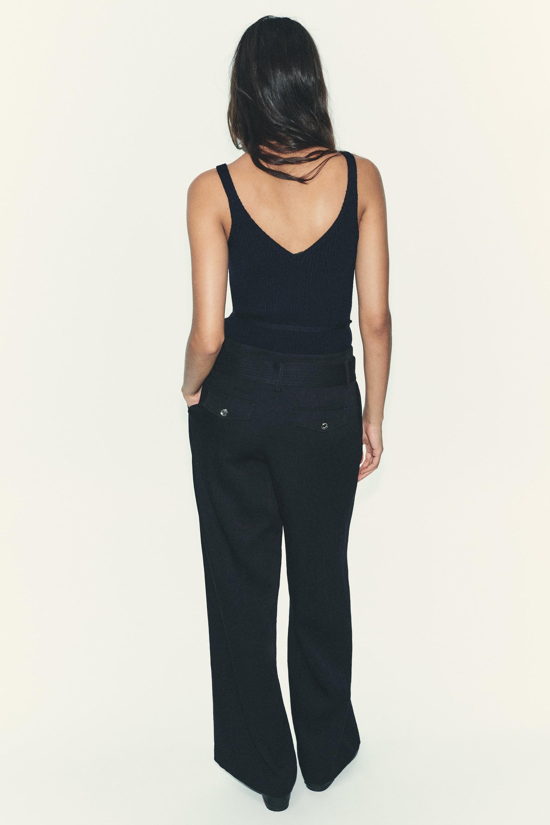 Wide-Leg Belted Trousers