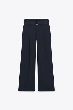 Wide-Leg Belted Trousers
