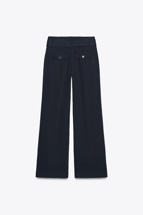 Wide-Leg Belted Trousers