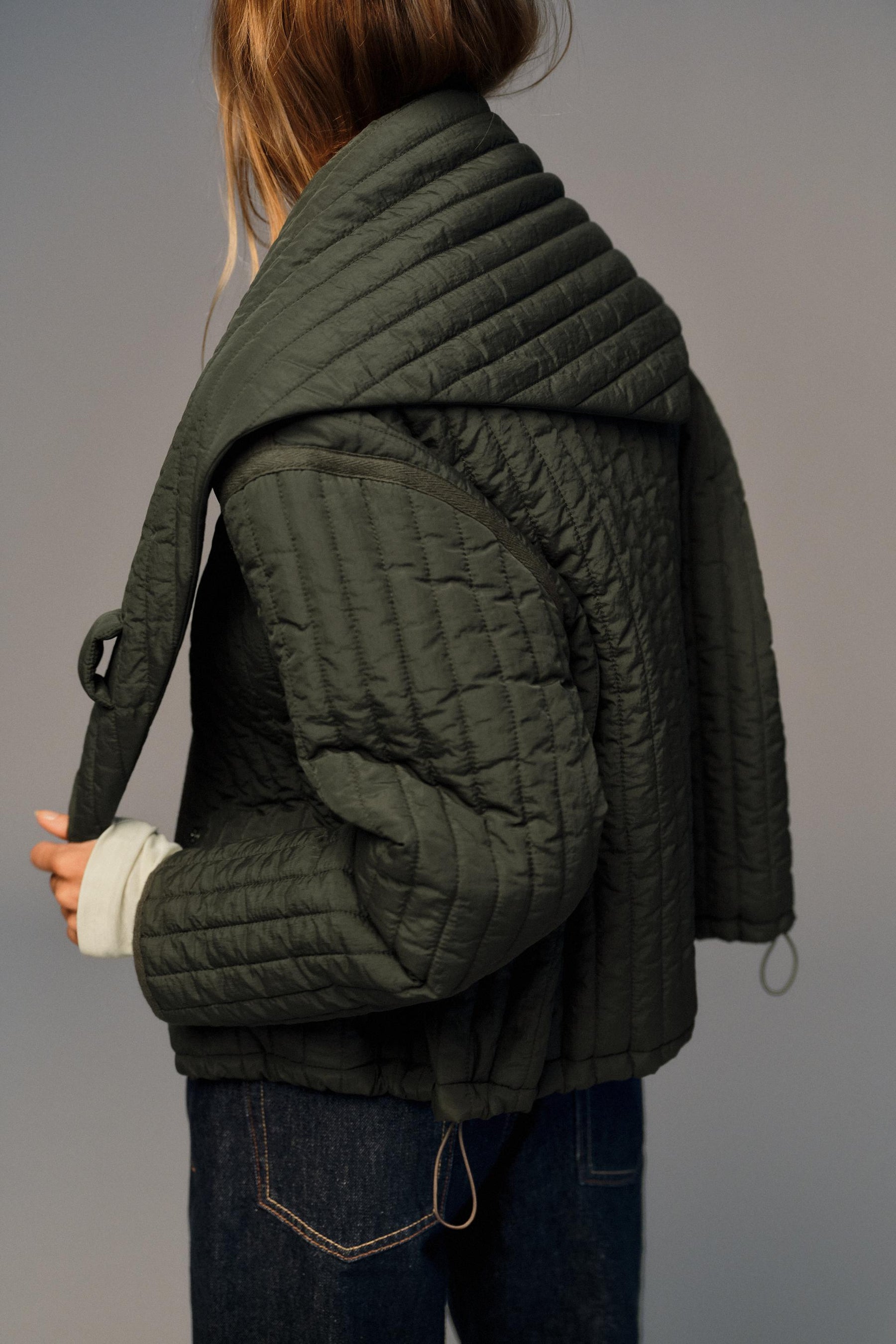 Quilted jacket with scarf