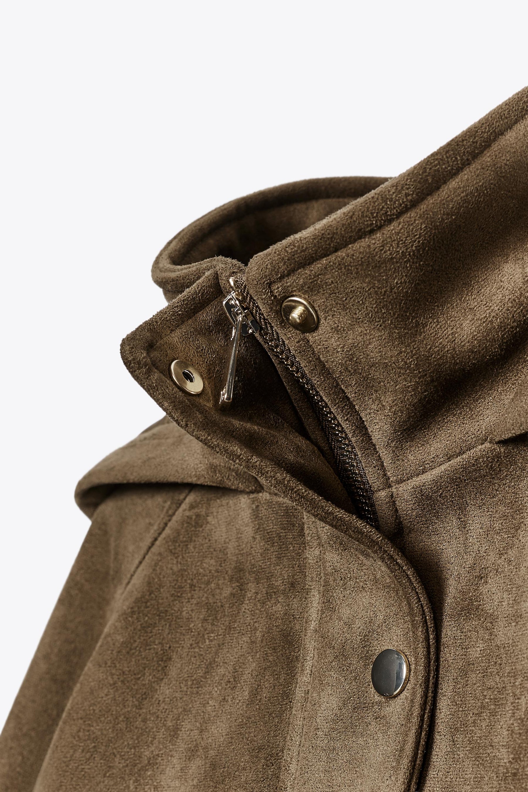 SUEDE EFFECT HOODED JACKET
