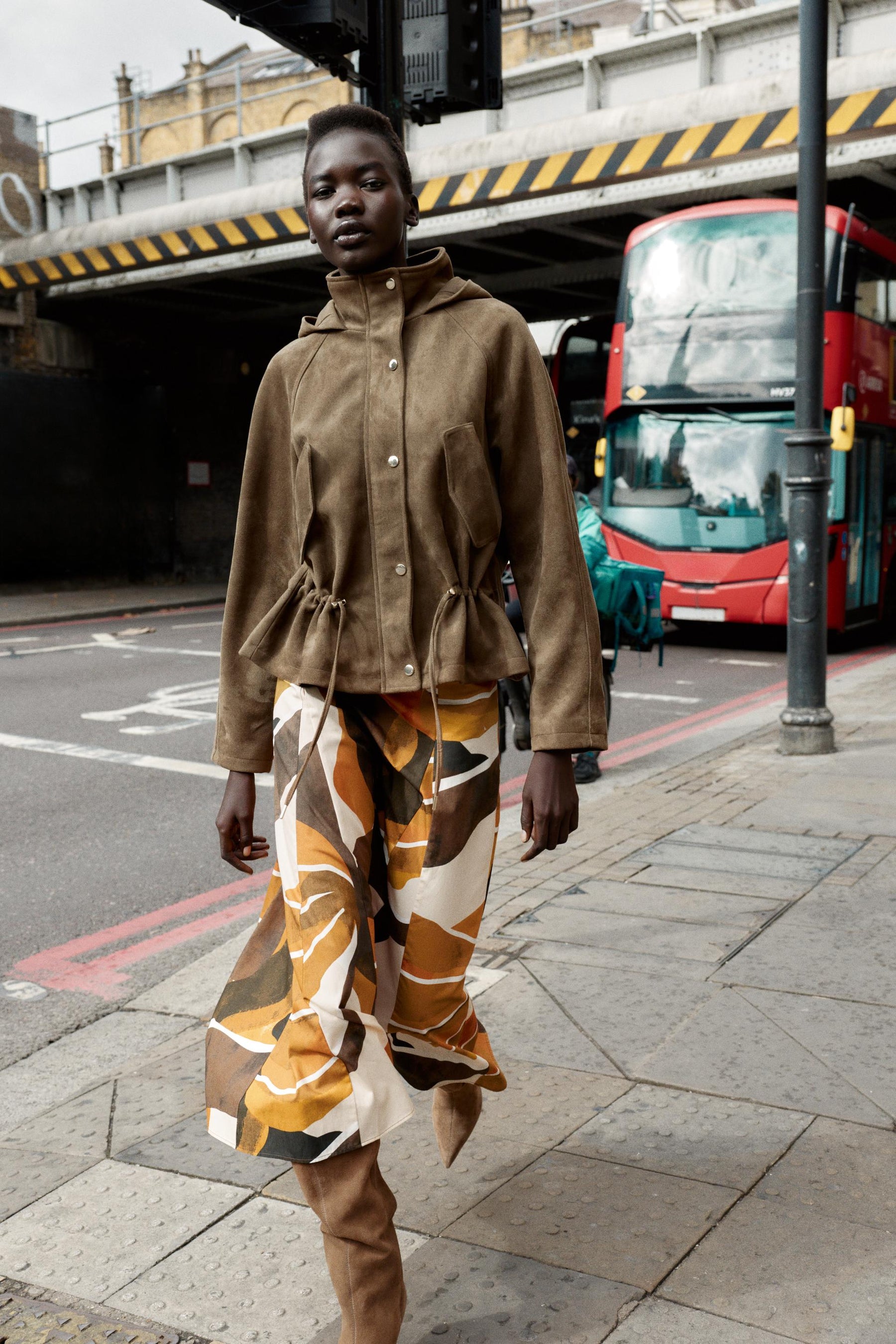 SUEDE EFFECT HOODED JACKET