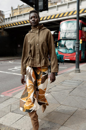 SUEDE EFFECT HOODED JACKET