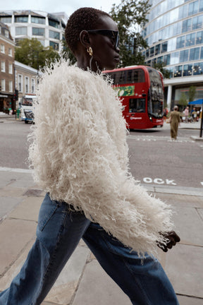 FEATHER FRINGE METALLIC THREAD JACKET - Image 5
