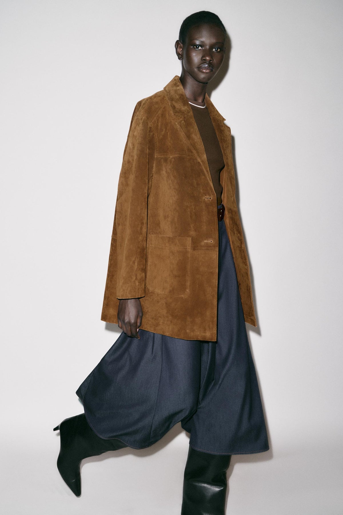 CONTRAST MIDI DRESS WITH BELT - Image 2