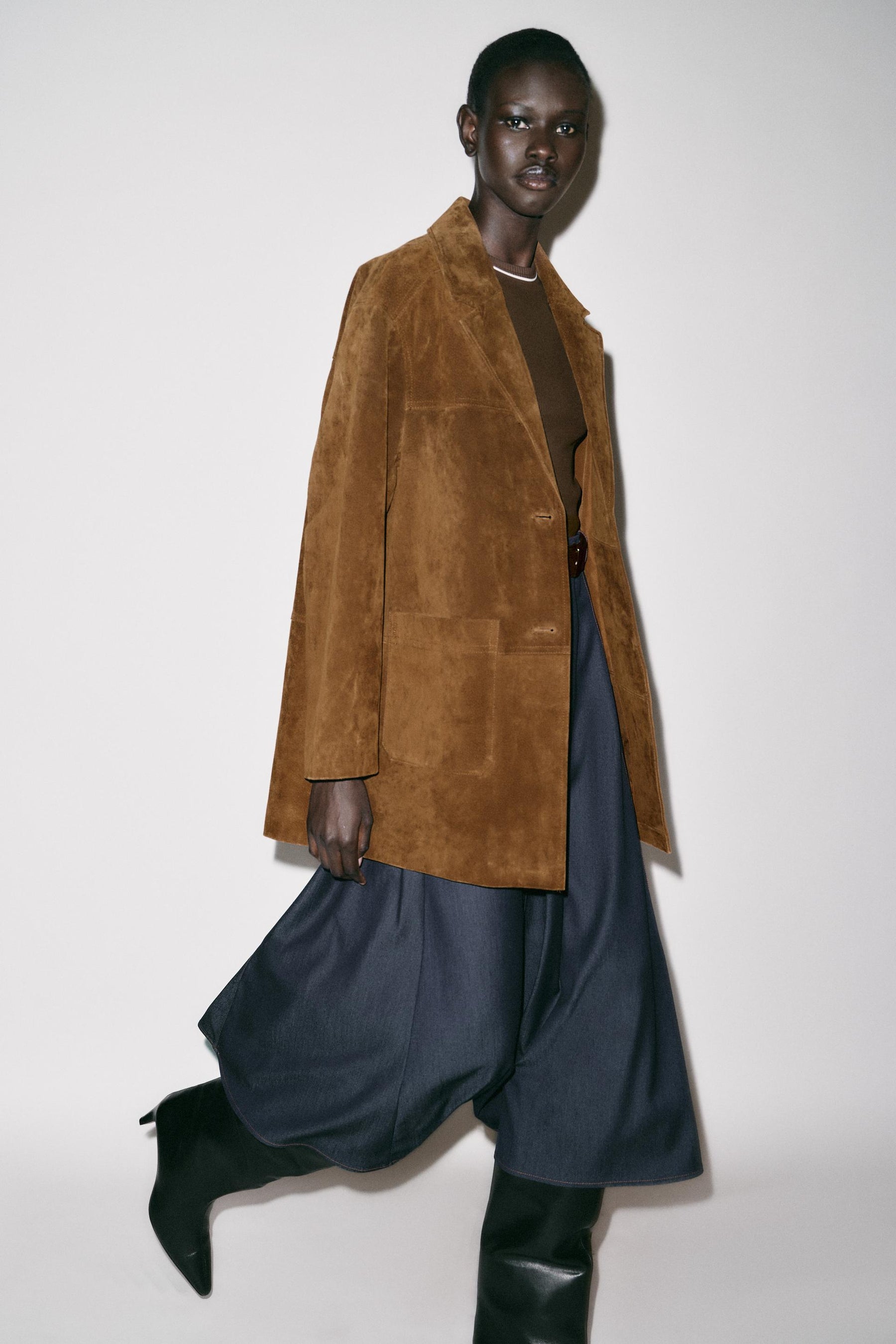 CONTRAST MIDI DRESS WITH BELT - Image 2