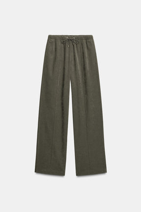 Elastic-Waist Wide-Leg Trousers