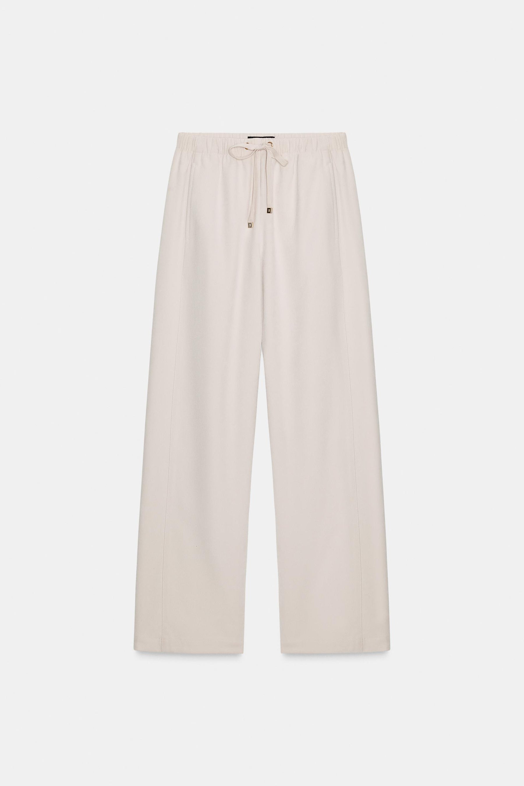 Wide-Leg Elastic Waistband Trousers