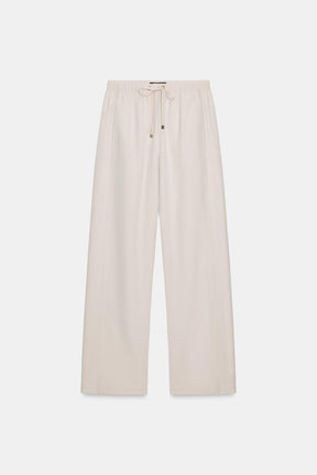 Wide-Leg Elastic Waistband Trousers