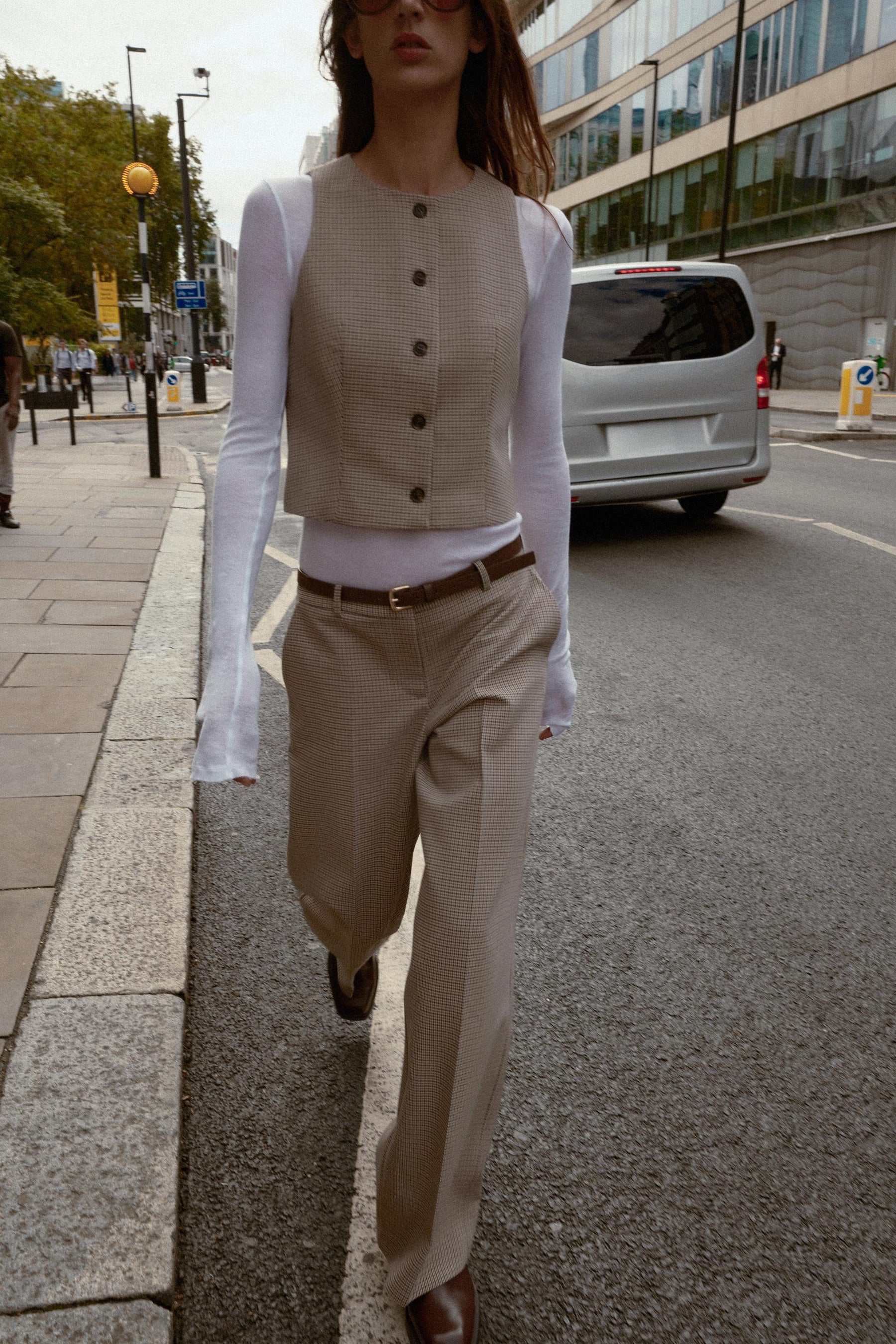 Check Trousers with Belt