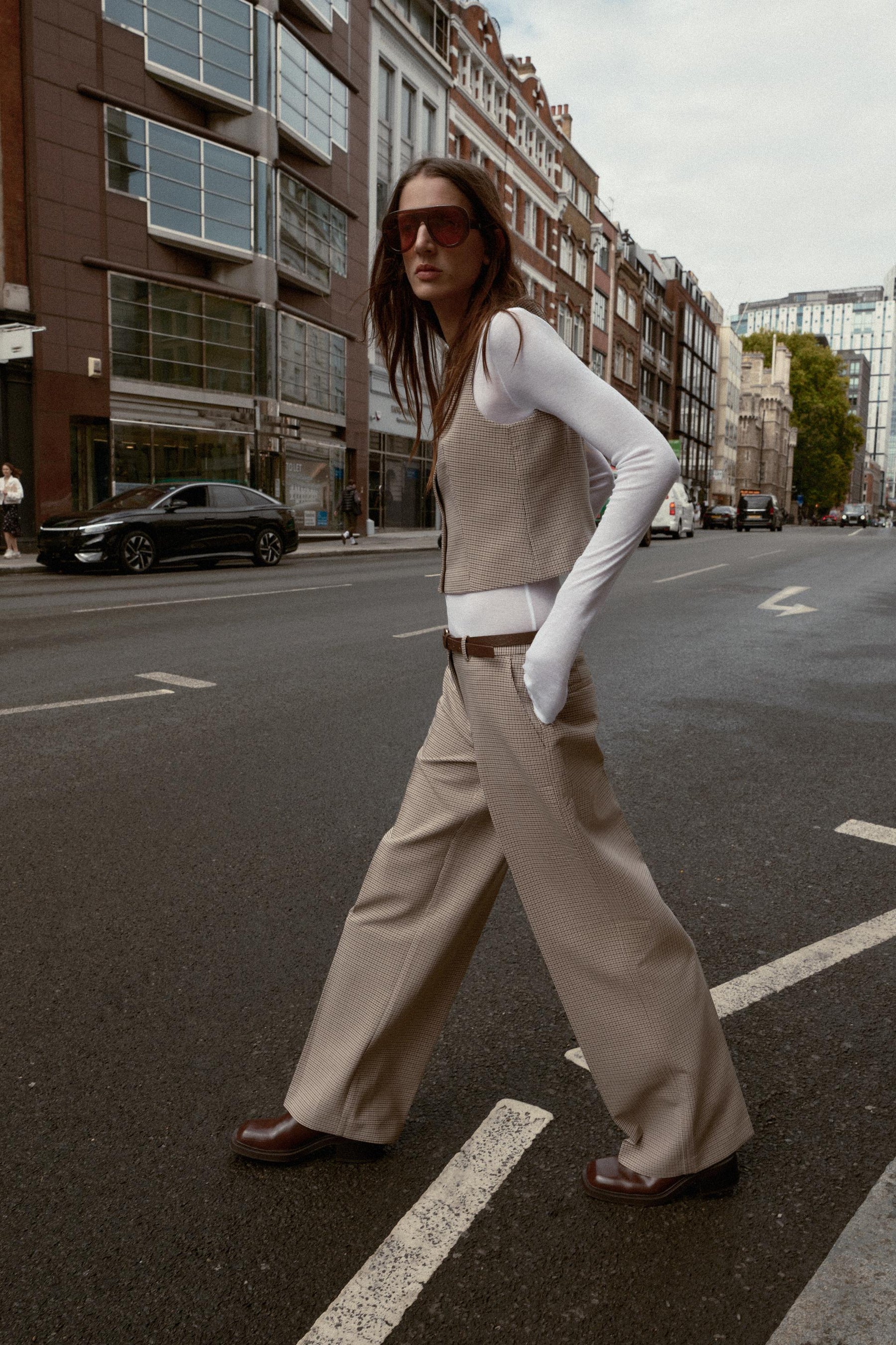 Check Trousers with Belt