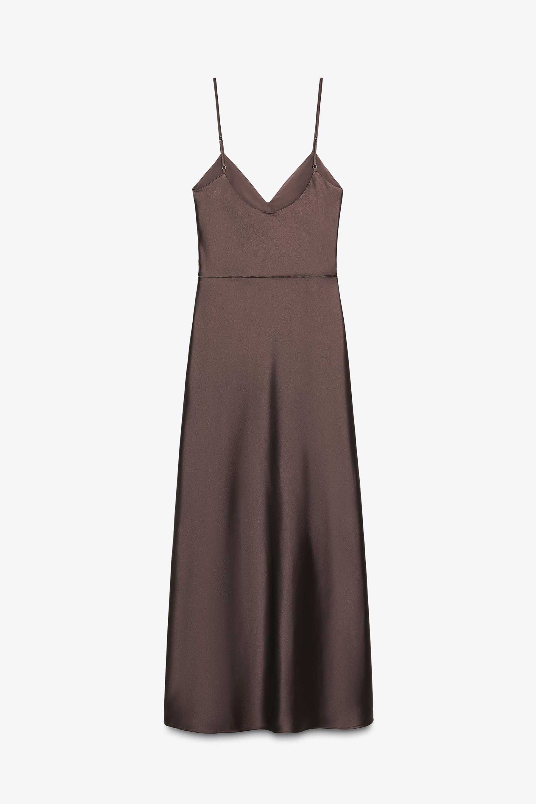 GATHERED SATIN MIDI DRESS - Image 7
