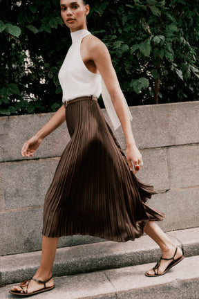PLEATED COMBINED MIDI DRESS - Image 4
