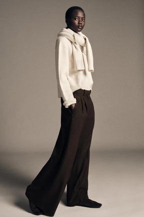 Wide-leg pleated trousers