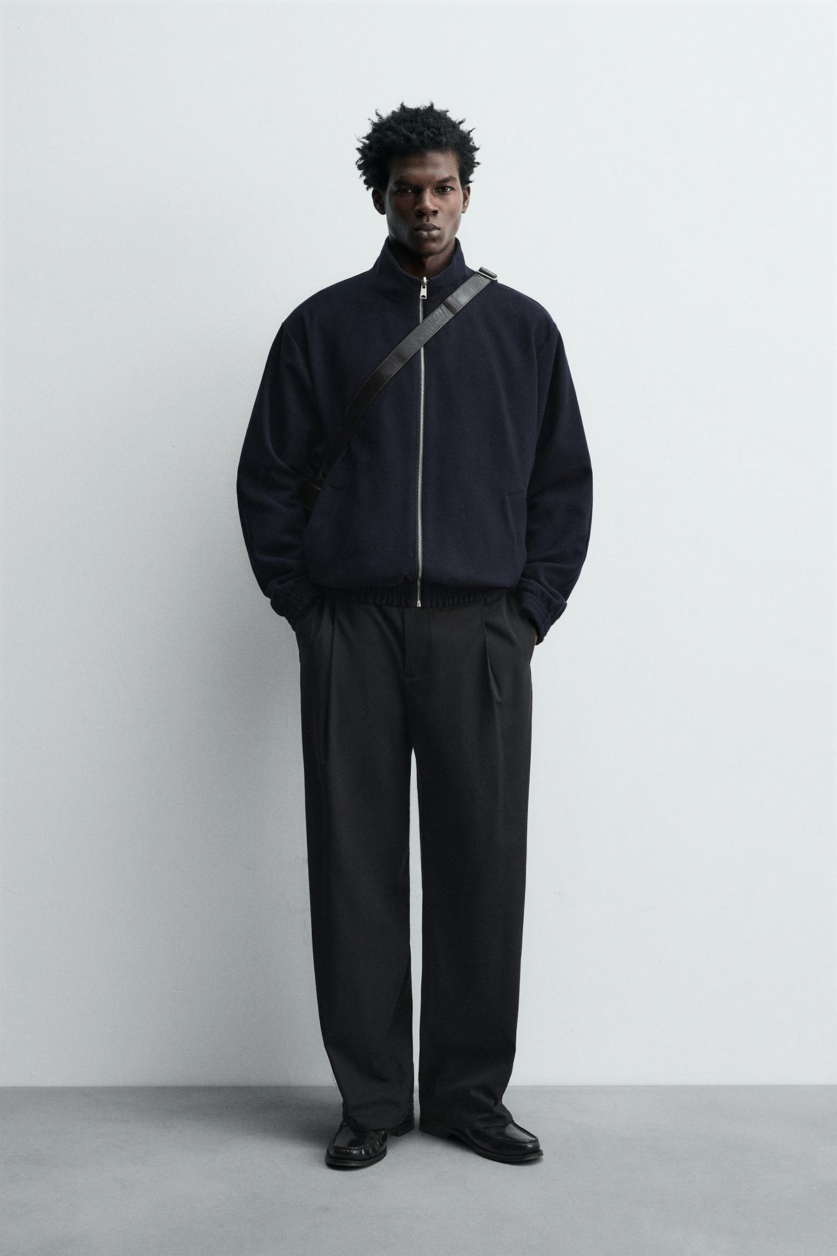 REVERSIBLE WOOL BLEND BOMBER JACKET - Image 1