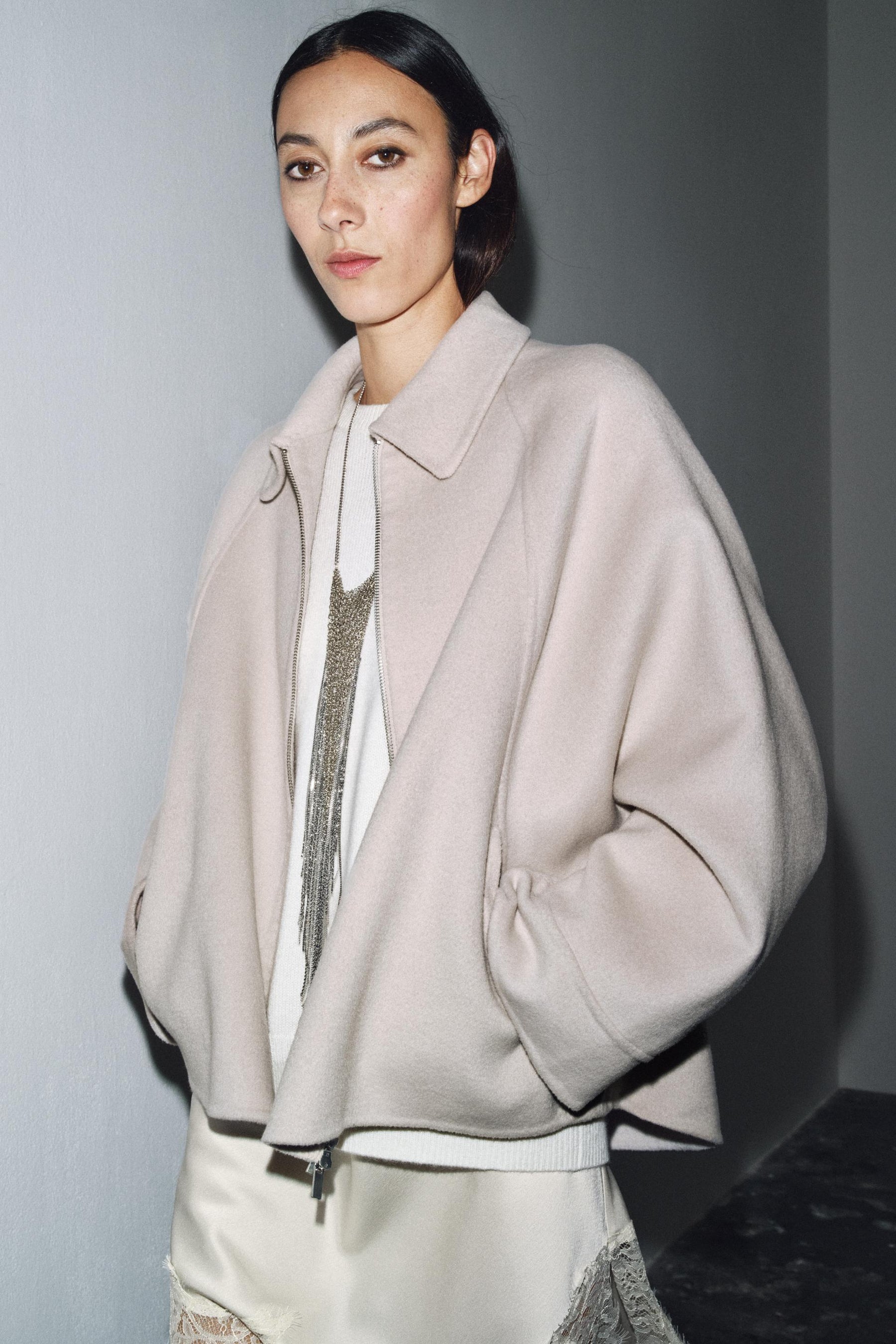 WOOL JACKET WITH ZIP ZW COLLECTION - Image 1