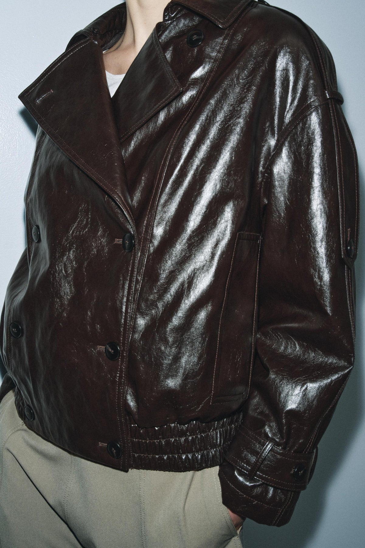 SHINY FAUX FUR COLLAR JACKET ZW COLLECTION - Image 2