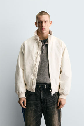 CRINKLE-EFFECT BOMBER JACKET - Image 2