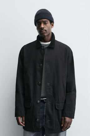 DENIM TRENCH COAT WITH CONTRAST COLLAR - Image 2