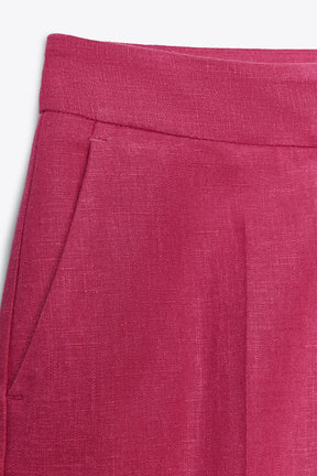 High-waist slim trousers