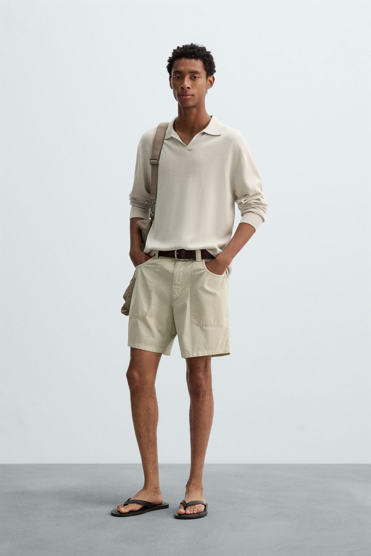 WASHED COTTON BERMUDA SHORTS - Image 1