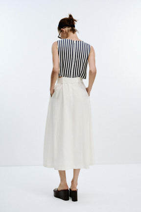 BELTED LINEN BLEND LONG DRESS - Image 3