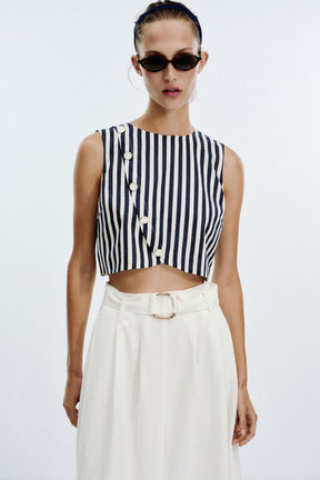 BELTED LINEN BLEND LONG DRESS - Image 6