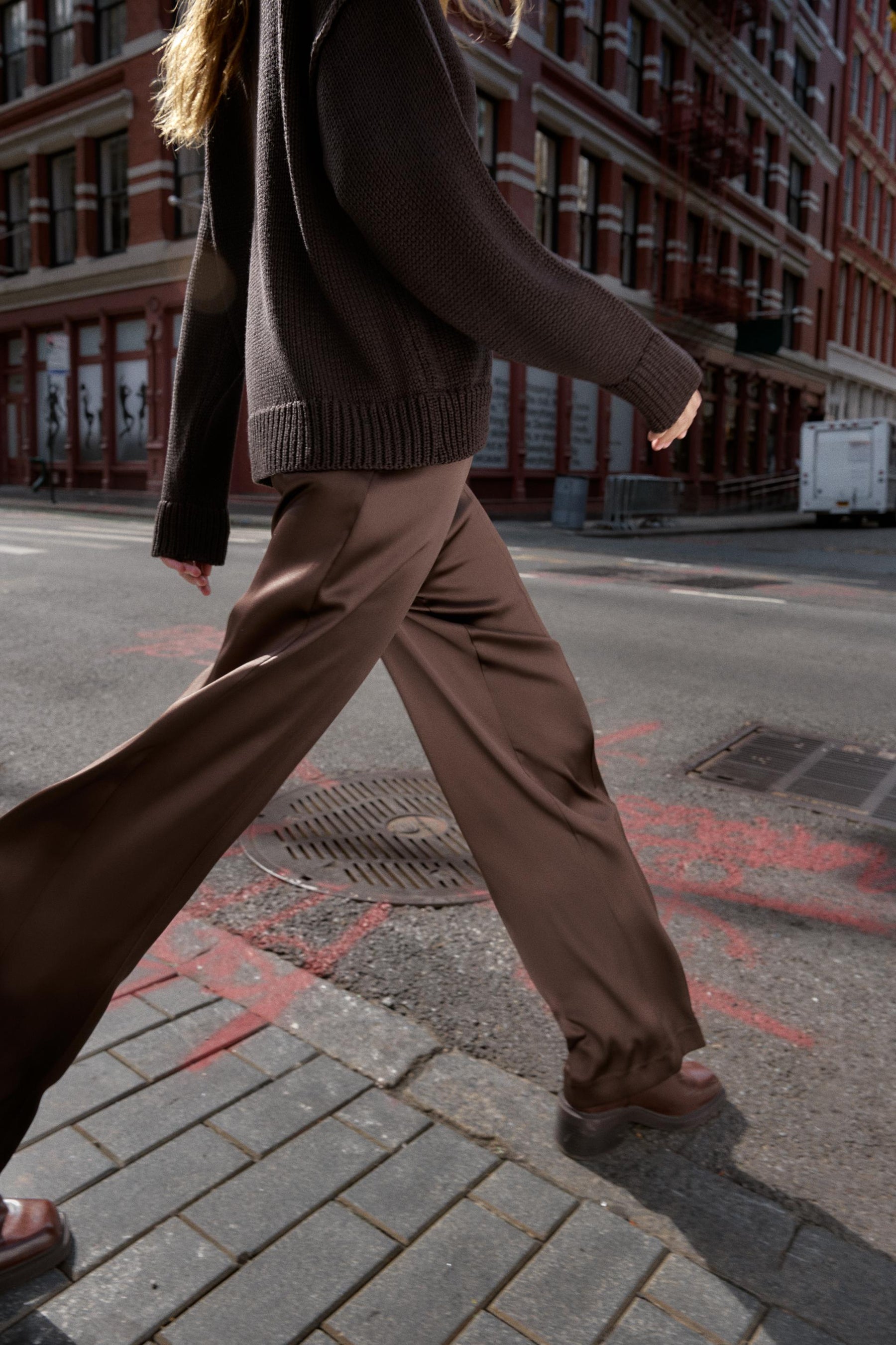 SATIN STRAIGHT-LEG TROUSERS