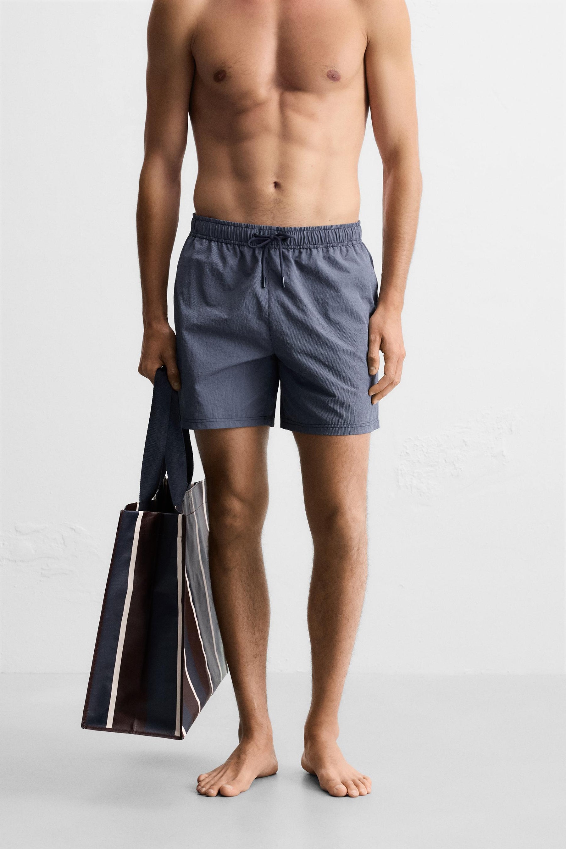 STRIPED MID-LENGTH SWIMMING TRUNKS - Image 3
