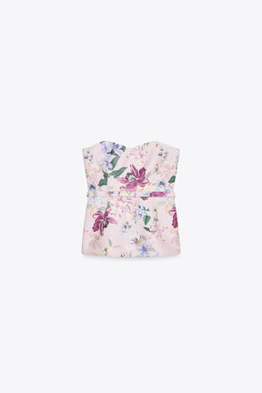 FLORAL PRINT BUSTIER TOP