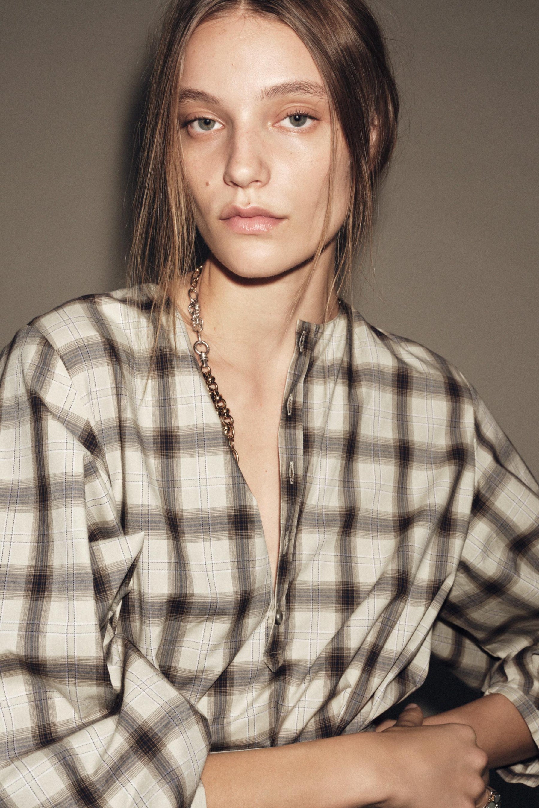 ZW COLLECTION CHECK SHIRT DRESS - Image 2