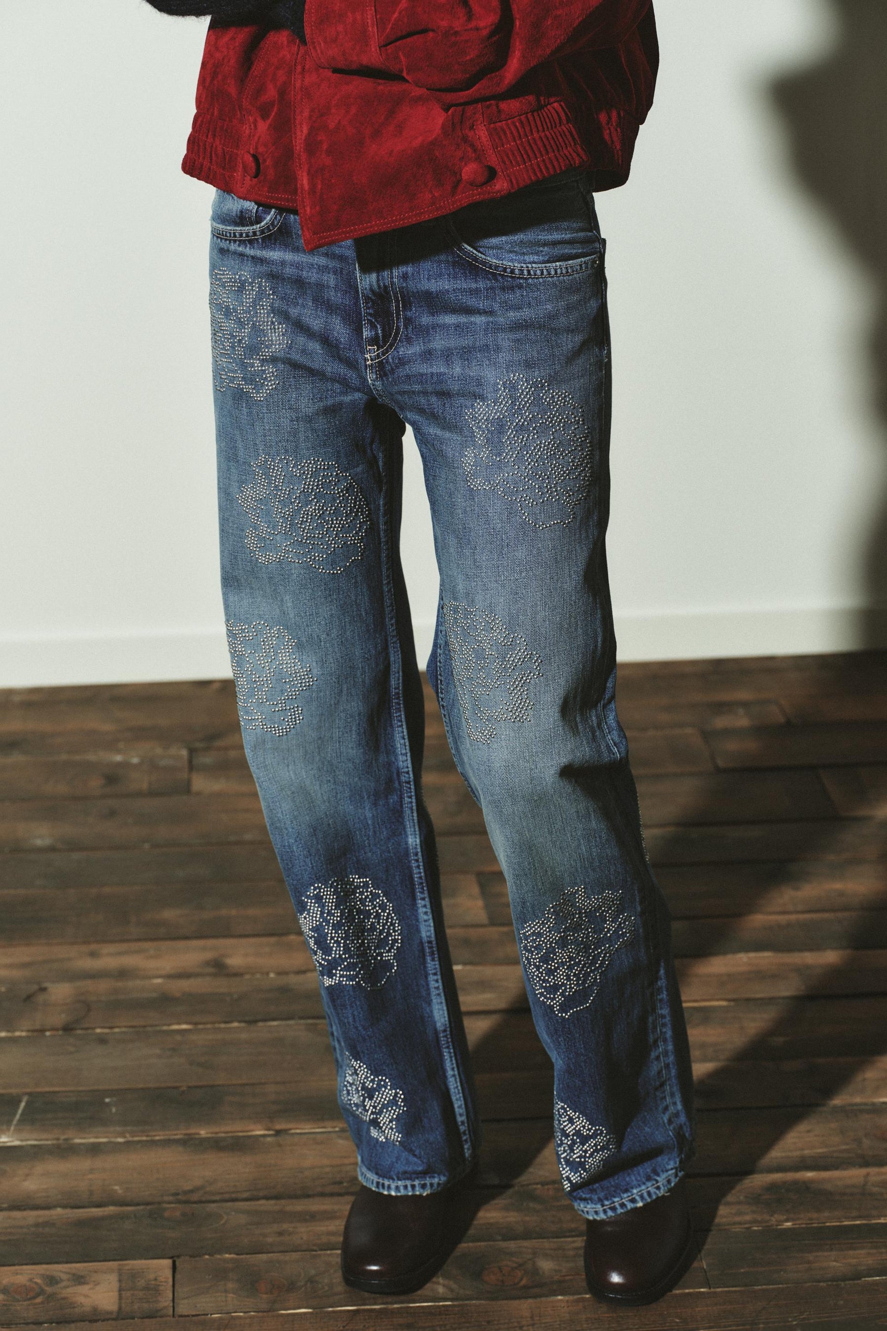 Floral High-Waist Jeans