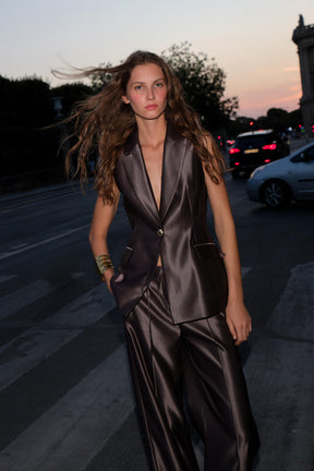 SATIN STRAIGHT-LEG TROUSERS