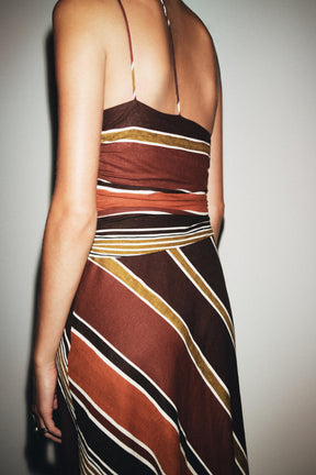 STRIPED ASYMMETRIC MIDI DRESS - Image 3