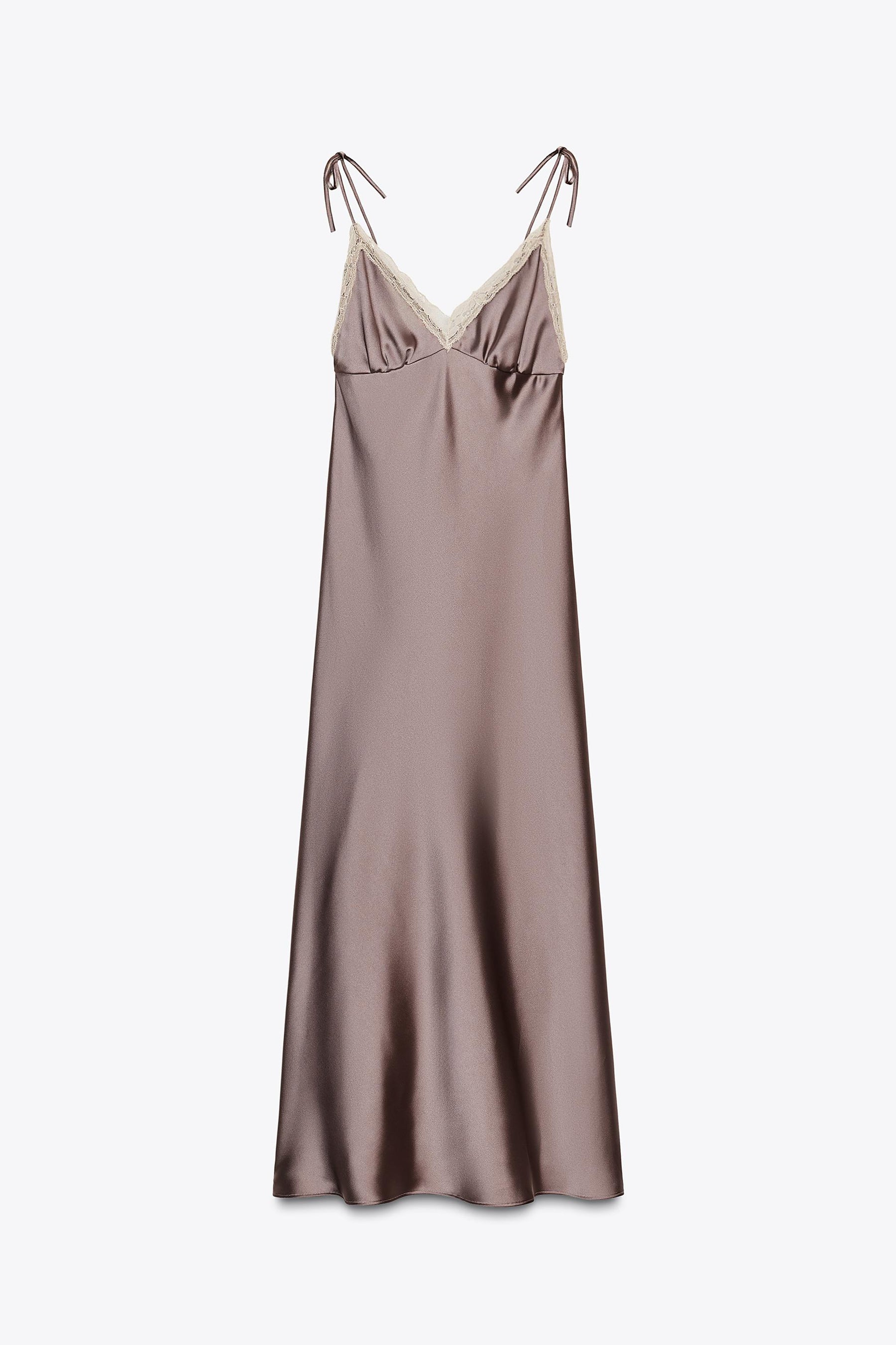 SATIN LACE MIDI DRESS - Image 6
