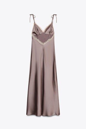 SATIN LACE MIDI DRESS - Image 7