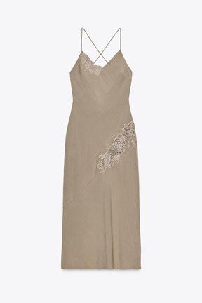 EMBROIDERED MIDI CAMISOLE DRESS - Image 3