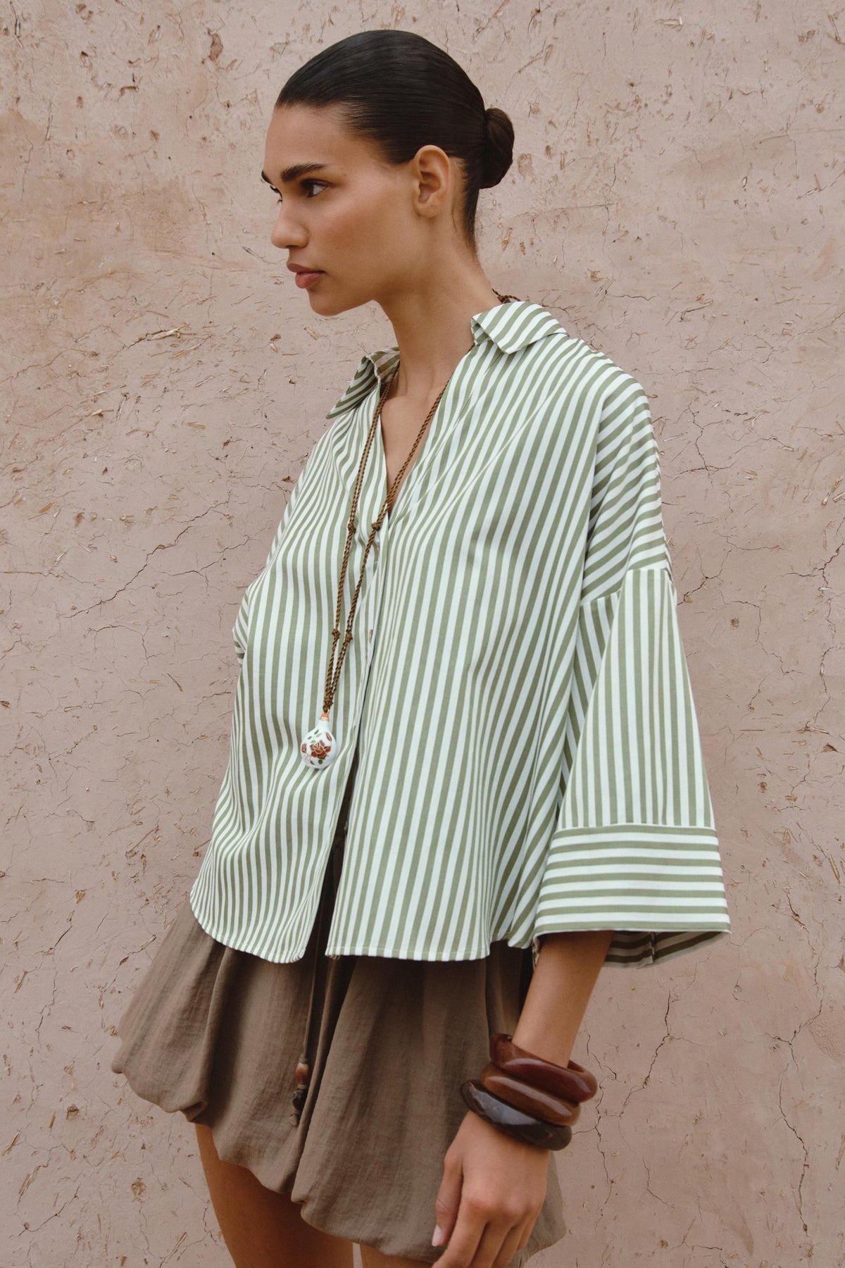 Striped Turn-Up Sleeve Shirt