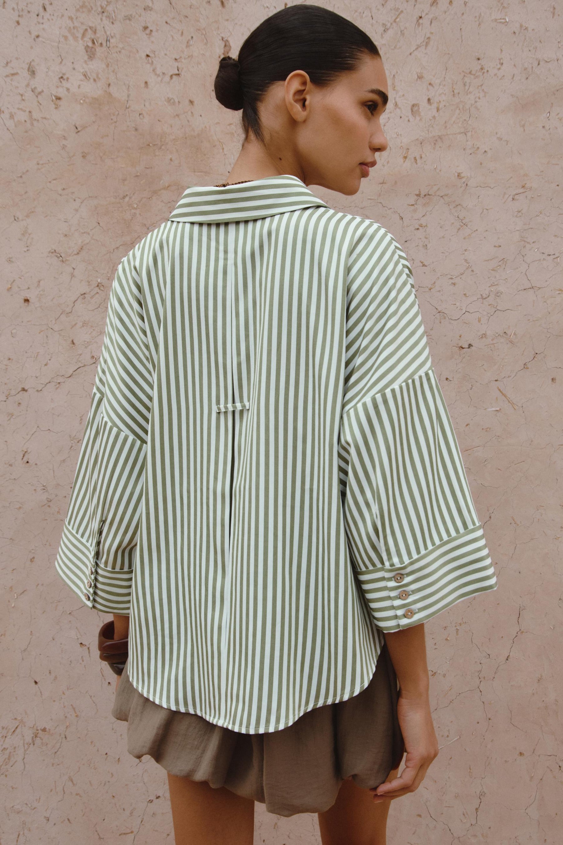 Striped Turn-Up Sleeve Shirt