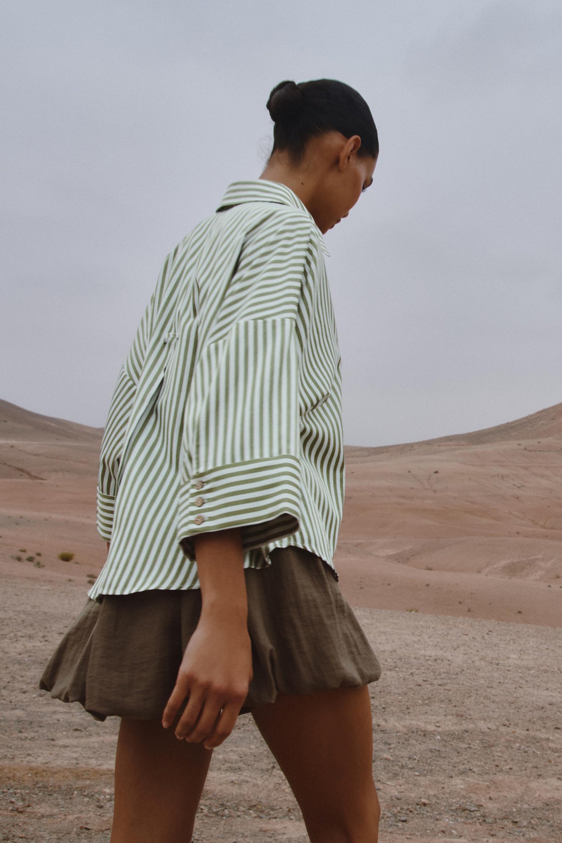 Striped Turn-Up Sleeve Shirt